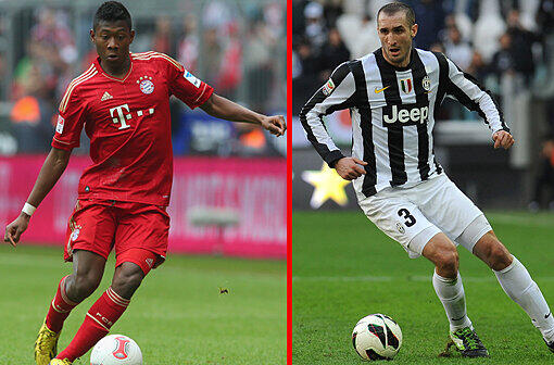 ALABA - CHIELLINI: &bdquo;Chiellini, der linke der Dreierkette, ist ein ganz erfahrener, harter Hund, da scheppert&rsquo;s auch mal. Alaba ein feiner Kicker, harmoniert prima mit Ribéry. Ein Remis.&ldquo; Stand: 3:2