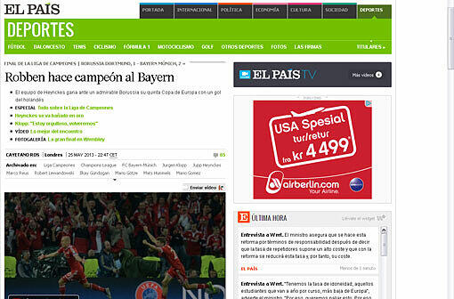 "Robben macht Bayern zum Meister", schreibt "El Pais".