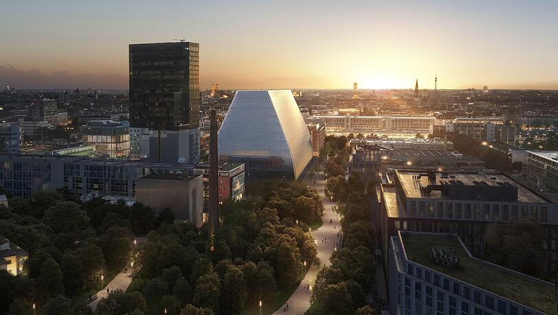 Der geplante Konzertsaal im Werksviertel in der Abendsonne. Der geplante Konzertsaal im Werksviertel in der Abendsonne.