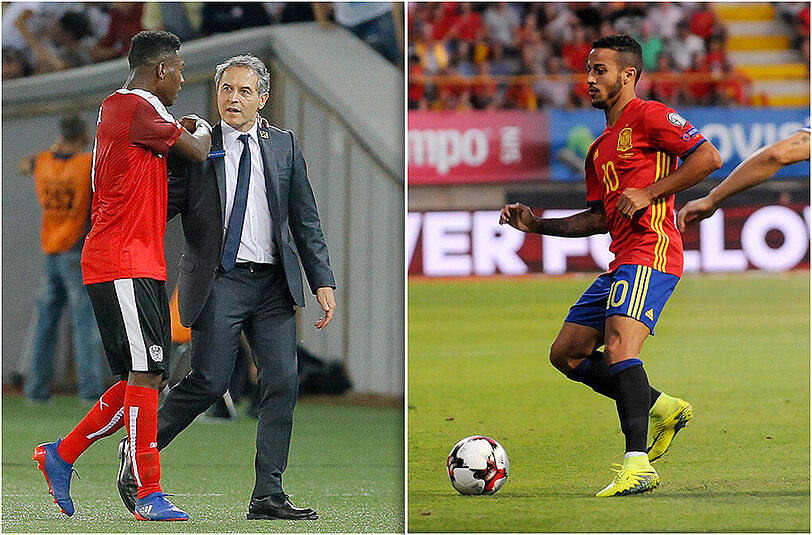 David Alaba (Österreich, l.) und Thiago (Spanien) konnten mit ihren Nationalmannschaften das erste WM-Quali-Spiel gewinnen.