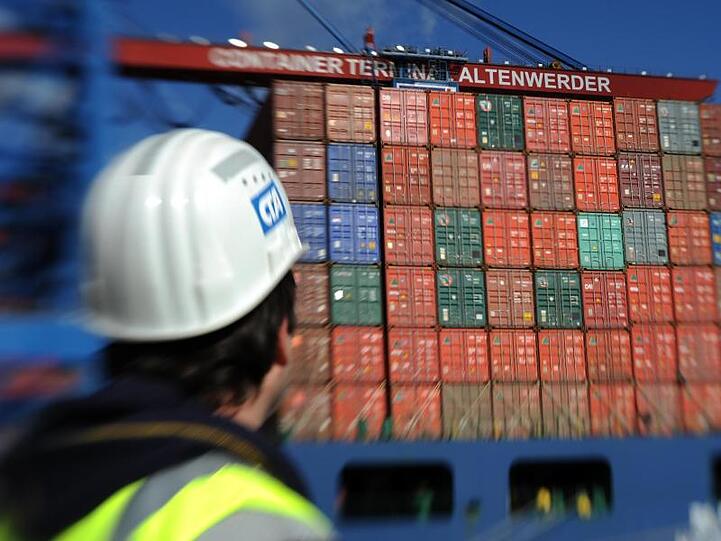 Containerschiff am Containerterminal Altenwerder.