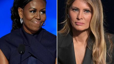 Michelle Obama neben Melania Trump.