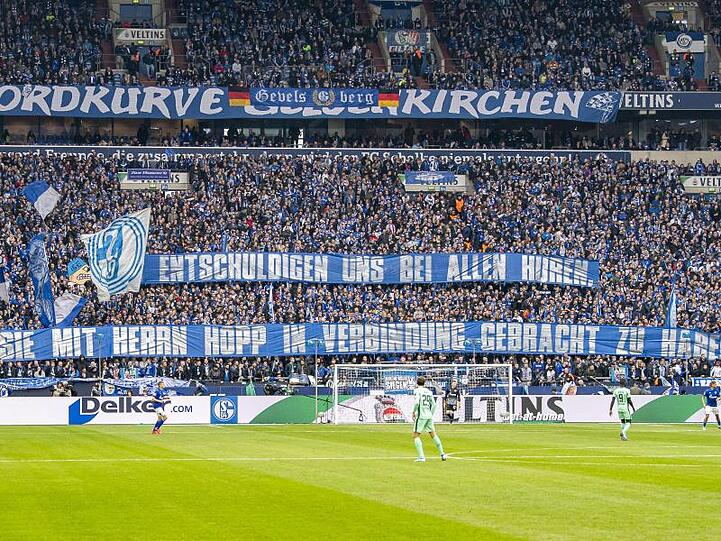 Die Schalke-Fans sorgen auch im Spiel gegen Hoffenheim mit ihren Plakaten für Aufsehen.