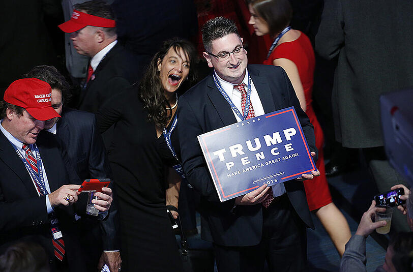 Gute Laune bei den Trump-Anhängern.