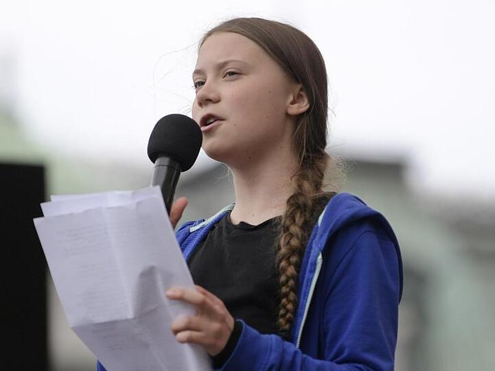 Klimaaktivistin Greta Thunberg während einer Kundgebung in Stockholm.