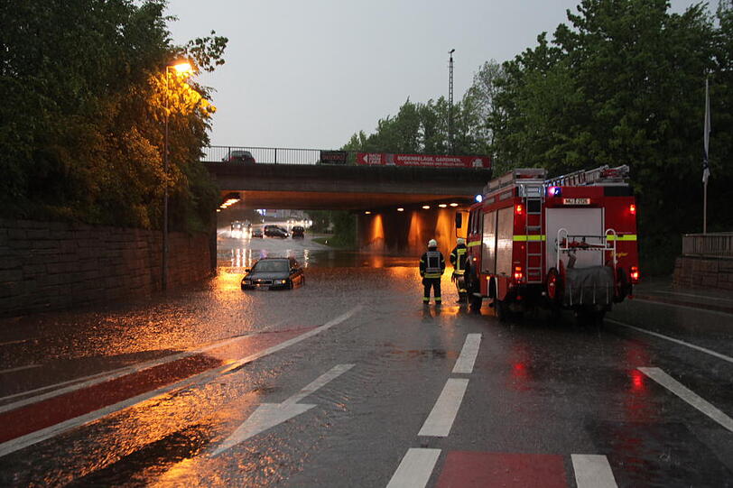Heftige Überschwemmungen in mehreren Ortschaften in Oberbayern