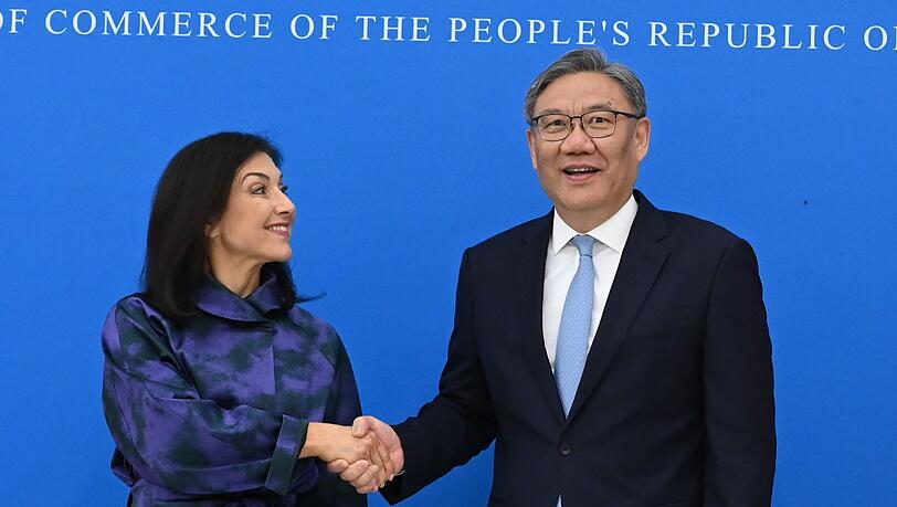 Wirtschaftsministerin Reiche (l) traf Chinas Handelsminister Wang. Wirtschaftsministerin Reiche (l) traf Chinas Handelsminister Wang.