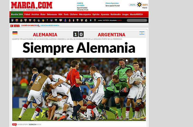 "Siempre Alemania - Immer Deutschland": Die Marca spricht auf ein altes Sprichwort an.