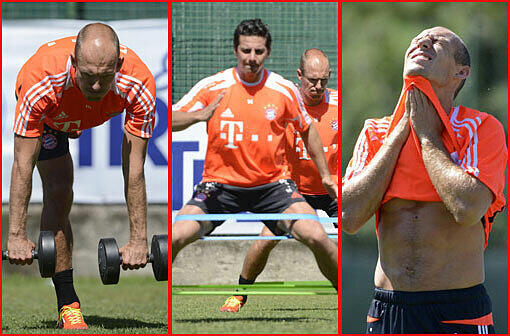 Einzeltraining: Arjen Robben und Claudio Pizarro schuften individuell. Die Bilder zum Durchklicken!