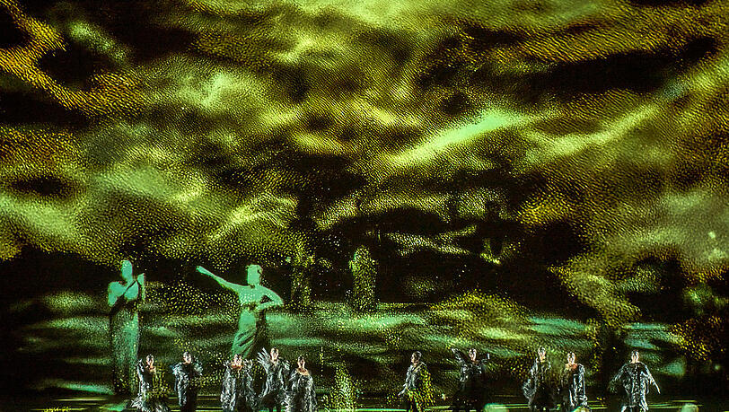 Szene aus der „Walküre“ des Bayreuther KI-„Rings“ Szene aus der „Walküre“ des Bayreuther KI-„Rings“