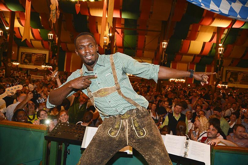 Usain Bolt im Schützenzelt.