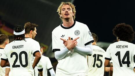 Der Bann ist gebrochen: Nick Woltemade bejubelt sein erstes Länderspieltor.