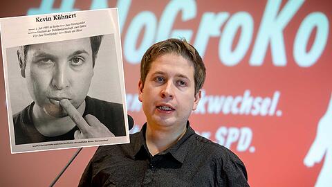 Der Juso-Bundesvorsitzende Kevin Kühnert und seine Mittelfinger-Geste.