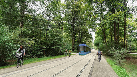 So könnte die Tram durch den Englischen Garten aussehen.