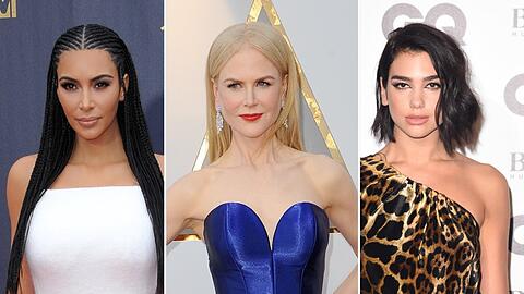 Kim Kardashian, Nicole Kidman und Dua Lipa (v.li.) durften in der Balenciaga-Show der Paris Fashion Week über den Catwalk schreiten.