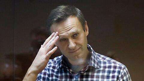 Alexej Nawalny während seiner Verhandlung im Jahr 2021.