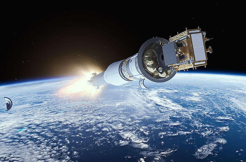 Der 2,3 Tonnen schwere "Sentinel" soll aus 700 Kilometern Höhe mit einem Radargerät die Erdoberfläche rund um die Uhr beobachten, auch durch Wolken und Regen hindurch. Foto: ESA/ATG medialab/dpa