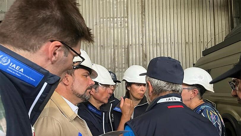 Der IAEA-Generaldirektor Rafael Mariano Grossi  und Mitglieder der IAEA-Unterstützungs- und Hilfsmission kommen im Kernkraftwerk Saporischschja an.