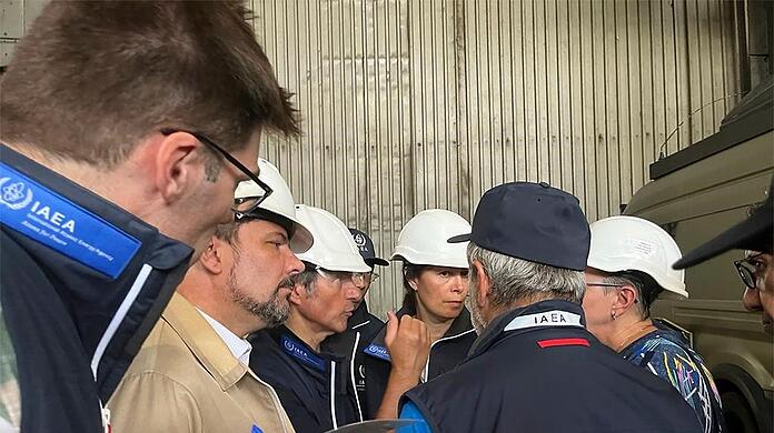 Der IAEA-Generaldirektor Rafael Mariano Grossi  und Mitglieder der IAEA-Unterstützungs- und Hilfsmission kommen im Kernkraftwerk Saporischschja an.