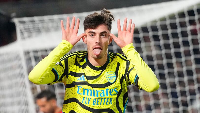Kai Havertz vom FC Arsenal jubelt nach seinem Tor.