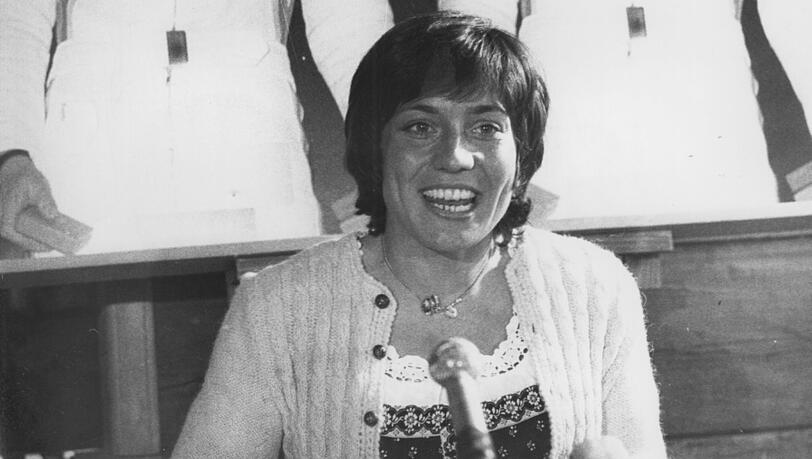 Aus is und gar is, und schad is, dass&rsquo;s wahr is: Rosi Mittermaier bei ihrer R&uuml;cktritts-PK nach dem letzten Weltcup-Rennen.