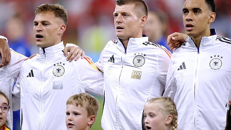 Joshua Kimmich , Toni Kroos und Jamal Musiala (v.l.) - auch und Besonders auf diese drei wird es gegen die Spanier ankommen. Joshua Kimmich , Toni Kroos und Jamal Musiala (v.l.) - auch und Besonders auf diese drei wird es gegen die Spanier ankommen.