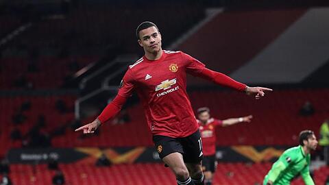 Manchester Uniteds Mason Greenwood freut sich über das sechste Tor im Spiel gegen AS Rom.