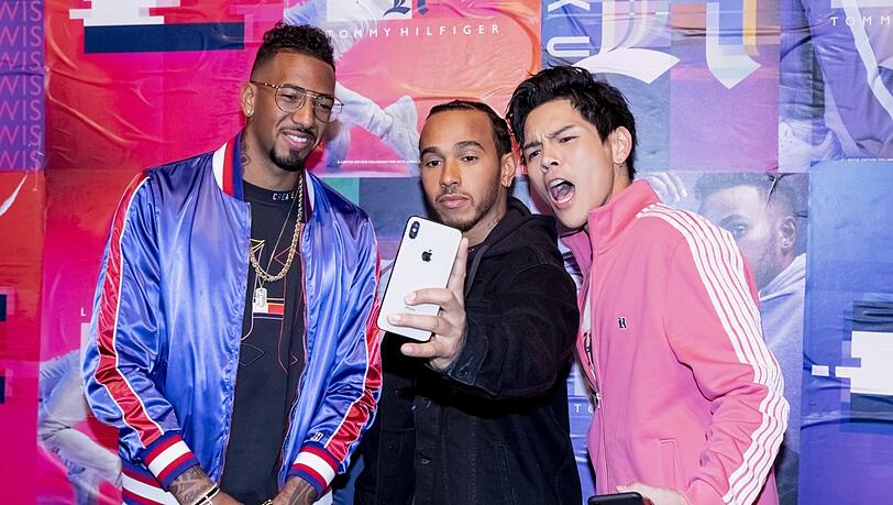 Jérôme Boateng, Lewis Hamilton und Jacky Heung Jérôme Boateng, Lewis Hamilton und Jacky Heung