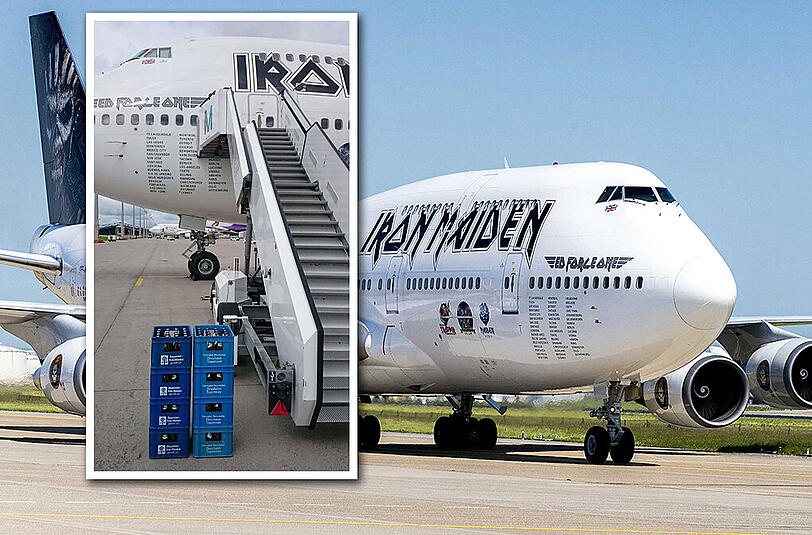 Die "Ed Force One" der britischen Band Iron Maiden. In München haben die Jungs Bier eingeladen.