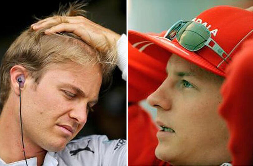 Nico Rosberg (links) ist beim Grand Prix in Silverstone vorzeitig ausgeschieden. Kimi Räikkönen hat seinen heftigen Unfall "im wesentlichen" gut überstanden.