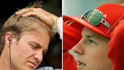 Nico Rosberg (links) ist beim Grand Prix in Silverstone vorzeitig ausgeschieden. Kimi Räikkönen hat seinen heftigen Unfall "im wesentlichen" gut überstanden.