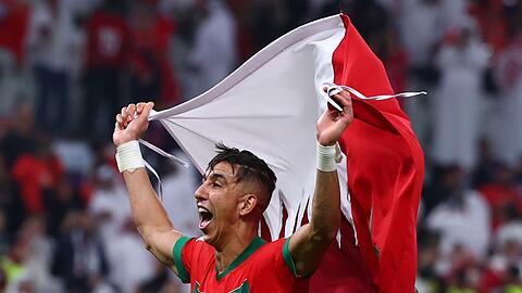 Marokkos Jawad El Yamiq jubelt nach dem Sieg.