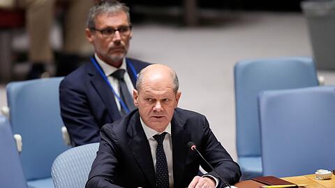 Bundeskanzler Olaf Scholz spricht im UN-Sicherheitsrat.