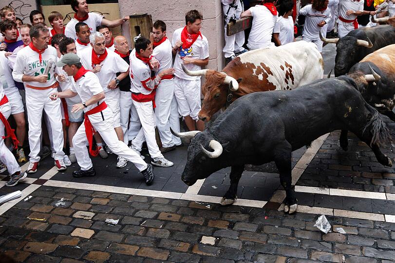 Der erste Lauf der Fiesta von San Fermin.