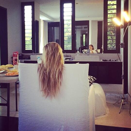 Das Hotelzimmer wurde umfunktioniert zum Make-up-Studio