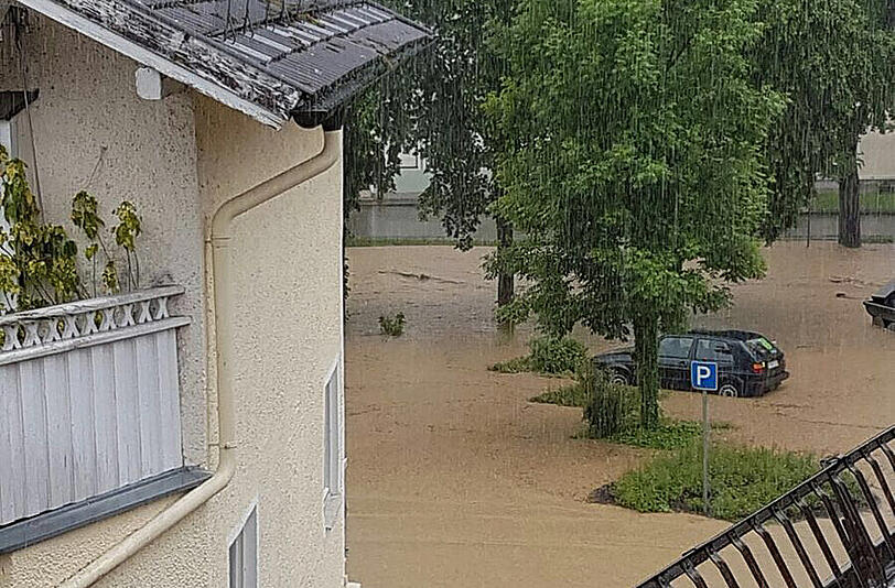 Das Hochwasser in Triftern im Landkreis Rottal-Inn.