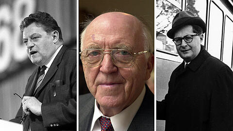 Harte Linie: CSU-Chef Franz Josef Strauß (&dagger; 1988). Verständnisvoll: CSU-Innenminister Bruno Merk (&dagger; 2013). Aufmunternde Worte: Oberbürgermeister Hans-Jochen Vogel.
