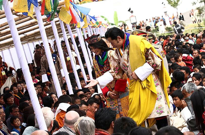 Farbenfrohe Hochzeit in Bhutan: Die Bilder