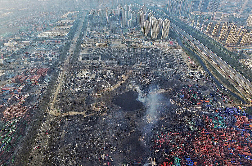 Tianjin nach dem Explosionsunglück.