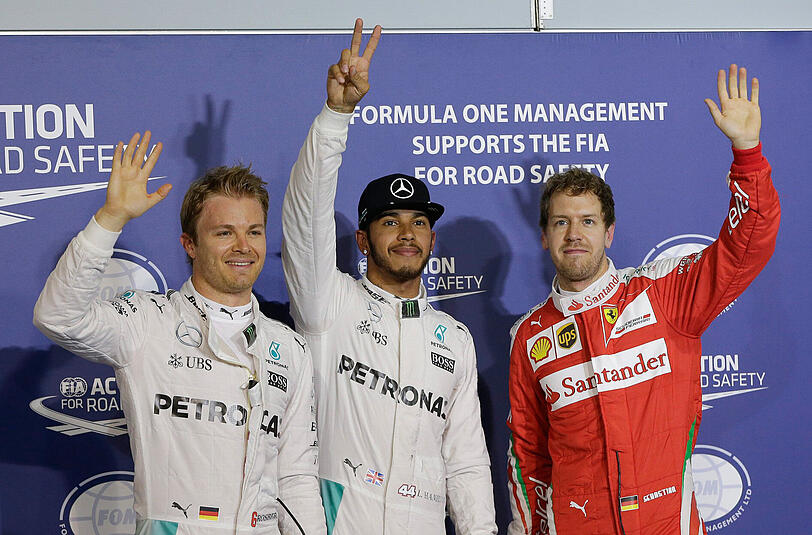 Die Top-3 der Qualifikation: Nico Rosberg, Lewis Hamilton und Sebastian Vettel.