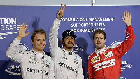 Die Top-3 der Qualifikation: Nico Rosberg, Lewis Hamilton und Sebastian Vettel.