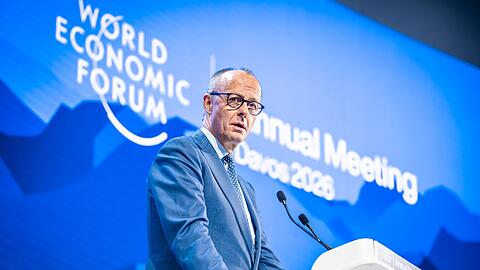 Bundeskanzler Merz in Davos: Gegendruck auf Trump.