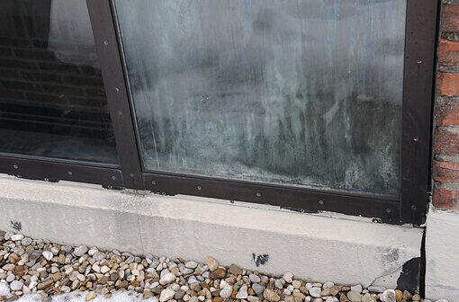 So schaut&rsquo;s aus im Gasteig: Die Fenster sind undicht, das Kondenswasser tropft durch, die Scheiben sind blind.