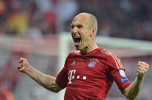 Noch ein Spiel &ndash; und dann wartet das Finale in London: Bayerns Arjen Robben jubelt.