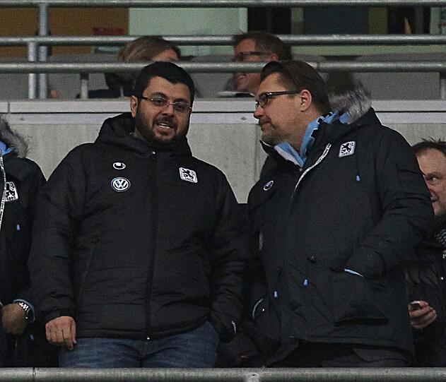 Löwen-Investor Hassan Ismaik zusammen mit Präsident Gerhard Mayrhofer bei der Partie gegen Fortuna Düsseldorf