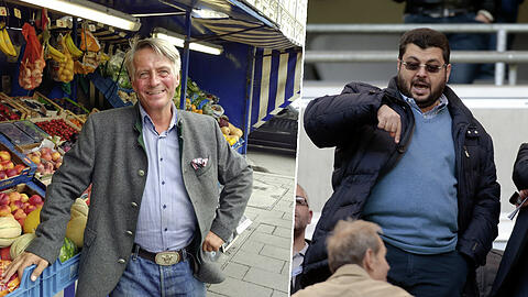 Münchner-Unikat, Löwen-Investor: Dieter Schweiger, alias Obststandl Didi, und Hasan Ismaik, Mehrheitseigner des TSV 1860.