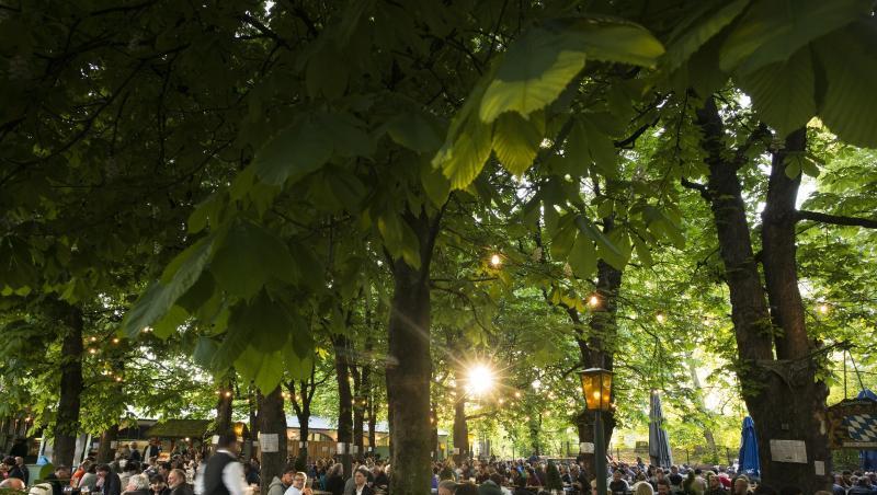 Besucher genießen im Biergarten den Sonnenuntergang. Foto: Peter Kneffel/Archiv Besucher genießen im Biergarten den Sonnenuntergang. Foto: Peter Kneffel/Archiv