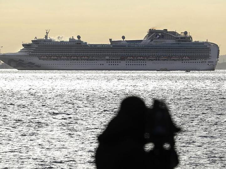 Das Kreuzfahrtschiff "Diamond Princess" liegt in Yokohama vor Anker.