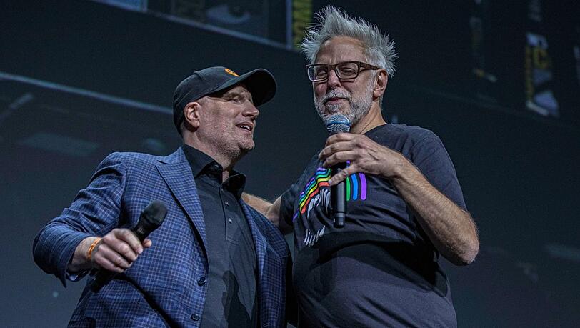 Kevin Feige (l.) und James Gunn haben Mitgefühl gezeigt.