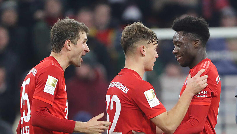 Überzeugten gegen Dortmund: Thomas Müller (l.), Joshua Kimmich (m.) und Alphonso Davies. Überzeugten gegen Dortmund: Thomas Müller (l.), Joshua Kimmich (m.) und Alphonso Davies.